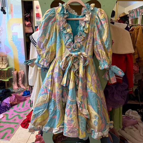 Selkie The Marie Dress a funky, multi-coloured, mini dress retro sz small - Picture 2 of 8